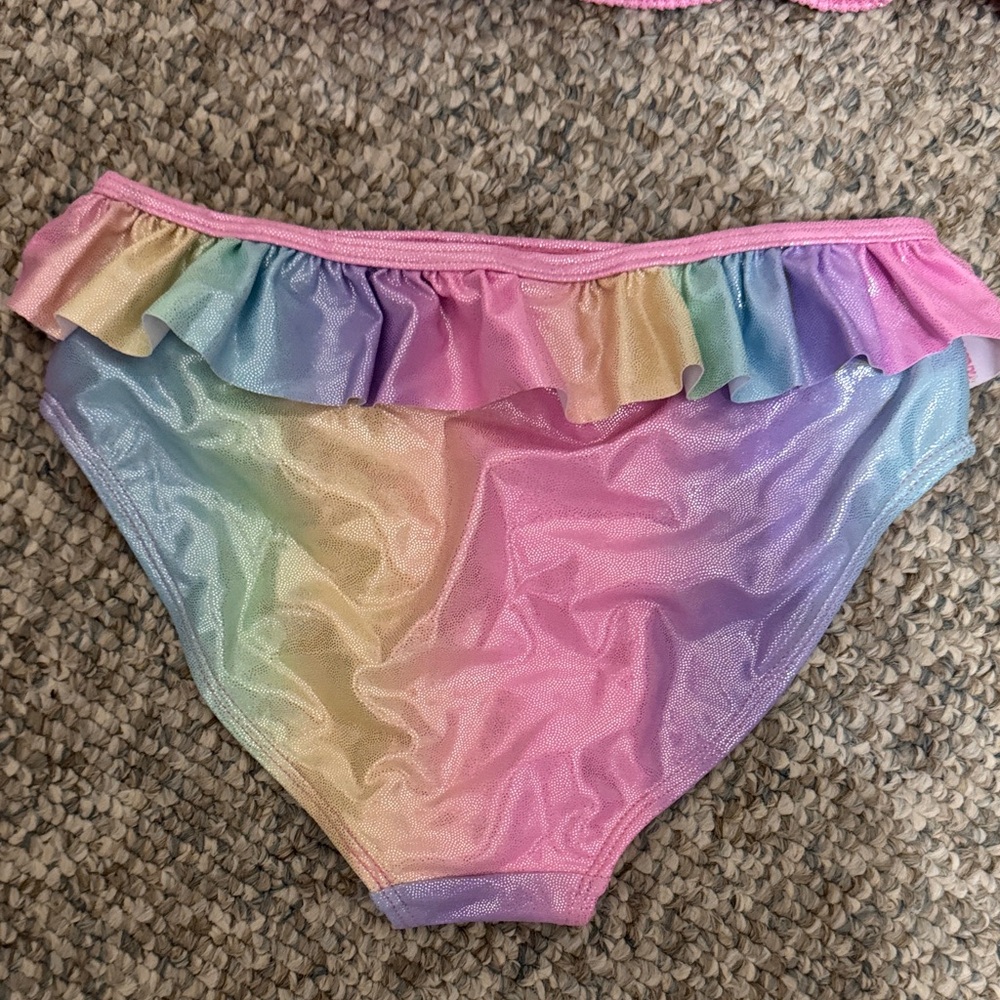 Rainbow Ruffle Kids Bikini - Picture 2 of 6